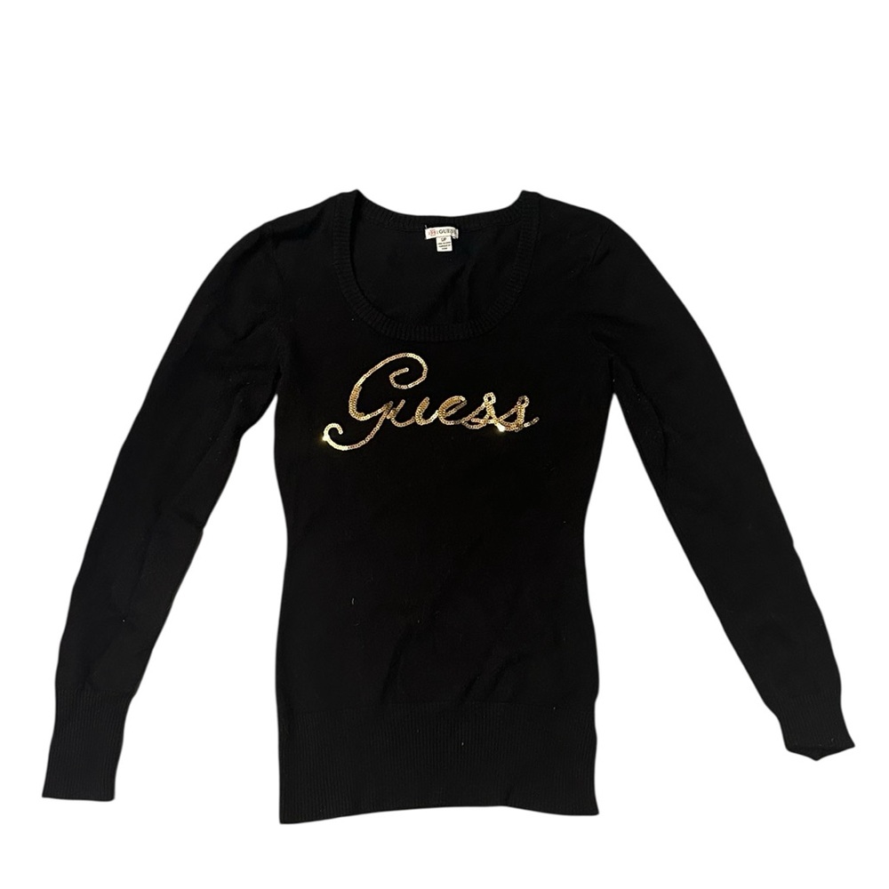Guess Black Long Sleeve Sweater Top